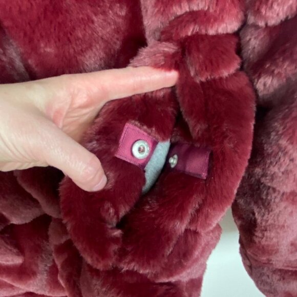 Avec Les Filles Faux Fur Puffer Jacket Burgundy Wine Size XS‎ Nordstrom Coat NEW - Picture 7 of 15